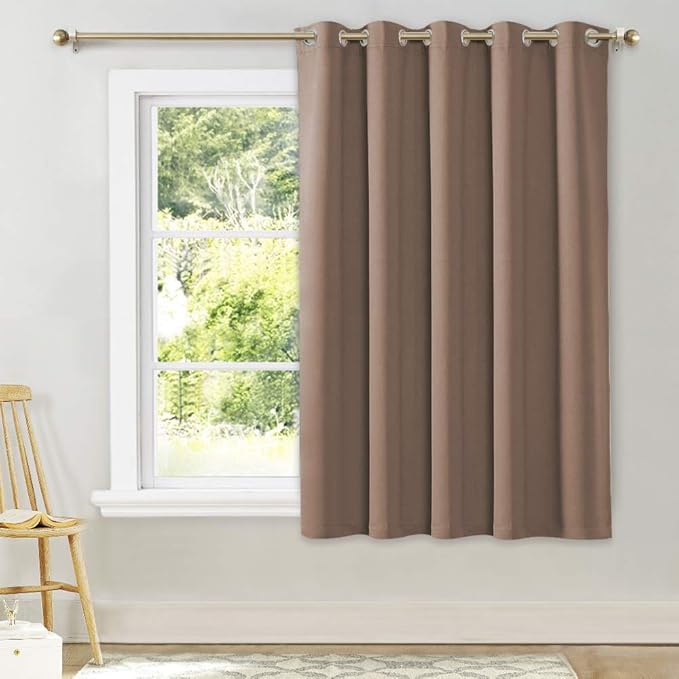 NICETOWN Bedroom Blackout Curtain and Drape - Window Treatment Thermal Insulated Grommet Top Blackout Drapery for Bedroom (1 Panel, 70 by 63 Inch, Cappuccino)