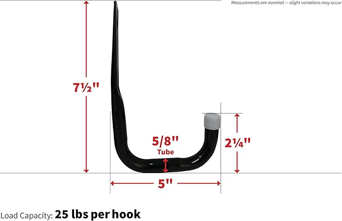 Shepherd Hardware 8089E Heavy Duty Steel 5-Inch Garage Storage Utility Hooks, 4 Pack, Black