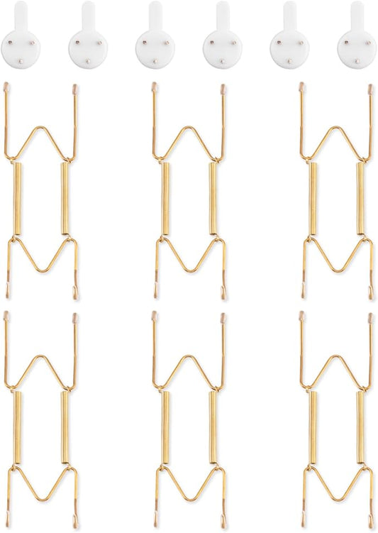 Bilillo 6 Pack Plate Hangers for Wall - Suitable for 6-8 Inch Art, Stainless Steel Invisible Heavy Duty Wire Holder With Wall Hooks for Displaying Platters, Dishes
