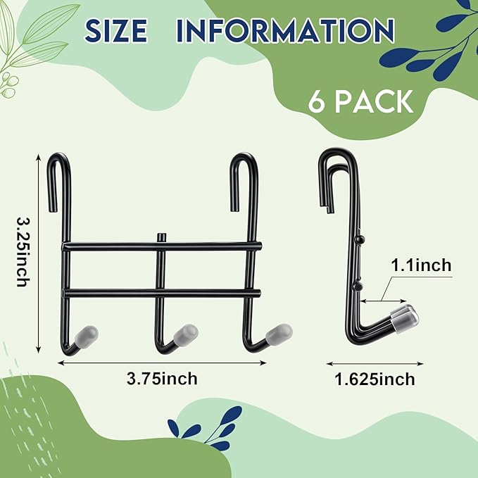 Teenyyou 6 Pack 3 Hook Attachment for Wire Shelving 3.75" l x 1.625" d x 3.25" h Wire Shelving Hooks Accessories Steel Hanging Rack Metal for Storage Organizer(Black)