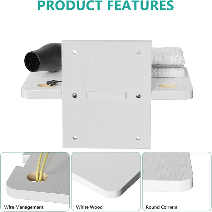 WALI Floating TV Shelf, 1 Tier Projector Shelf for DVD Players, Cable Boxes, Routers, Game Consoles, Living Room Decor Accessories, Wall Mount Shelves Holds Up to 22lbs (CS201NW), 1-Shelf, White