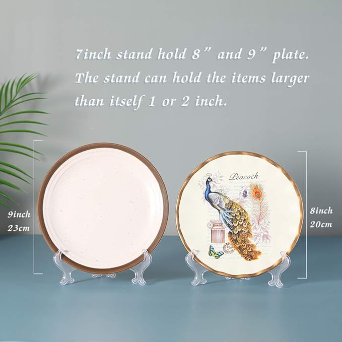 Artliving 7 Inch Clear Plastic Easels or Stand/Plate Holders to Display Pictures or Other Items at Weddings, Home Decoration, Birthdays, Tables (12 Pack)