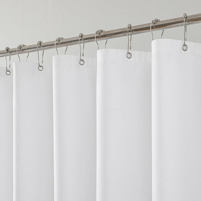 2 Pack Water-Repellent Fabric Shower Curtain Liner - Hotel Quality Machine Washable, 3 Heavy-Duty Magnets with Rustproof Grommets & Weighted Hem, Standard Size 72x66in White