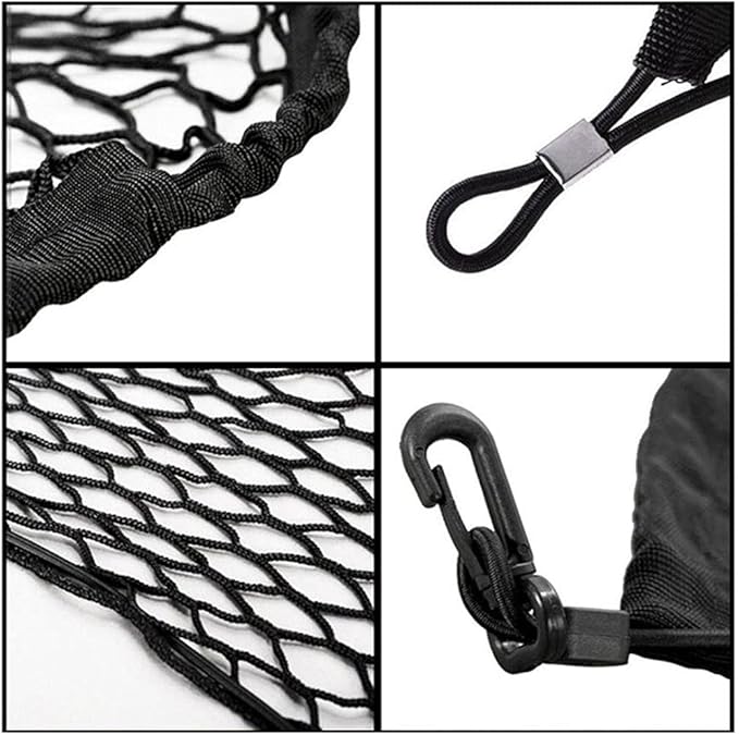 Car Rear Cargo Net, Universal Adjustable Elastic Trunk Cargo Storage Organizer Net, Double-Layer Storage Nylon Mesh Compatible for SUV, Jeep, Truck（43.3 x 15.7in）