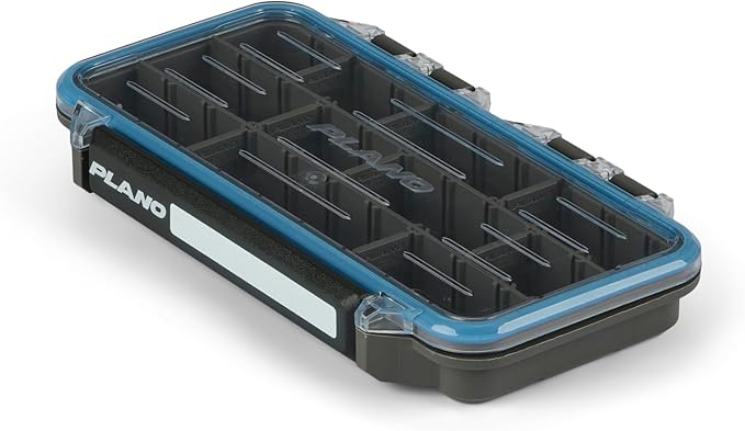 Plano StowAway 3500 Waterproof Stow Tackle Box, IPX7 Waterproof Rating, with Rustricor, Single Latch Design, Transparent DuraView Lid, Stackable Storage for Fishing Bait, Lures and Gear
