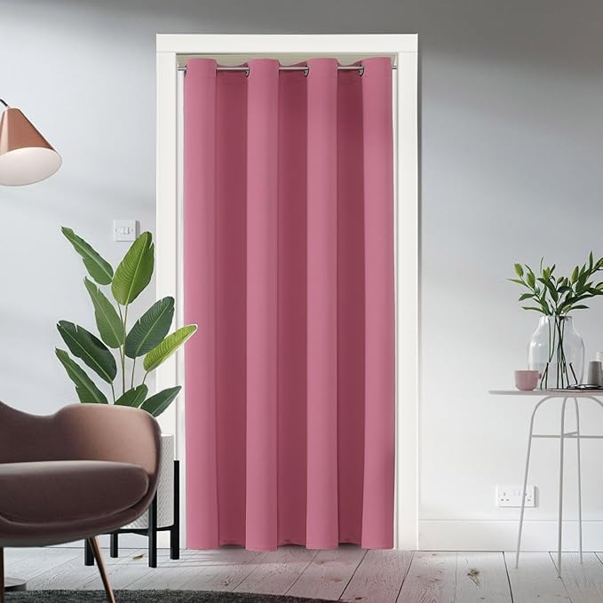 ChrisDowa Grommet Blackout Curtains for Bedroom - Thermal Insulated Room Darkening Curtains for Living Room (1 Panel Set, Pink, 52W x 95L)