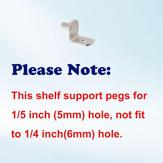 Shelf Support Pegs, 50 Pcs Shelf Pegs with Hole, 5mm (1/5 inch) Cabinet Shelf Bracket Pegs, L-Shaped Nickel Plated Shelf Pins Holders for Bookcase Kitchen Closet Shelf Shelves Furniture Cabinet