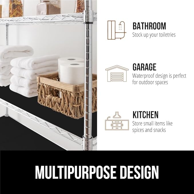 GORILLA GRIP ShelfGuard Wire Shelf Liner Compatible with Amazon Basics Shelving Unit, Set of 4 Waterproof Liners for Organizing Metal Rack Shelves, Kitchen Cabinets, Cupboard, Pantry, 14x36 Black
