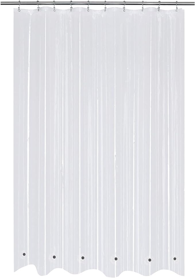 Mrs Awesome 60x72 Shower Curtain Liner with 6 Magnets Clear PEVA, 10 Hole Thick Plastic Shower Curtain for Bathroom, Waterproof, 60 x 72 inches, Clear