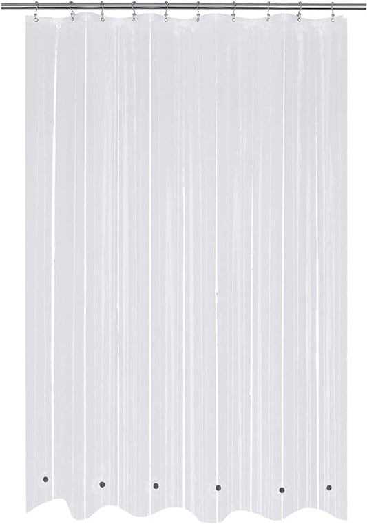 Mrs Awesome 60x72 Shower Curtain Liner with 6 Magnets Clear PEVA, 10 Hole Thick Plastic Shower Curtain for Bathroom, Waterproof, 60 x 72 inches, Clear