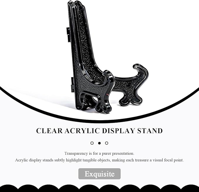 5 Inch Black Acrylic Book Stand 2pcs Dark Display Easel for Cookbooks Office Name Plates Photo Frames Shelf Decor Minimalist Home Kitchen Holder