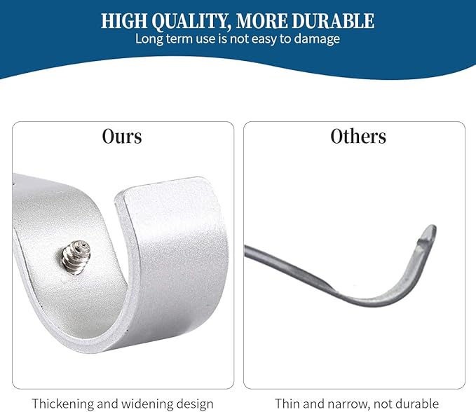 Heavy Duty Adjustable Curtain Rod Brackets Rod Holders for 1 Inch Rod, Silver Color, (Set of 2)