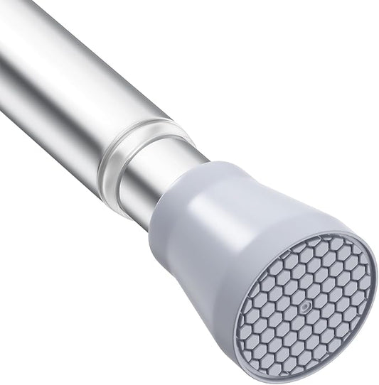 AIZESI Shower Curtain Rod 30-64 Inch Adjustable Curtain Rods Never Rust & Non-Slip Spring Tension Curtain Rods No Drilling Shower Rods for Bathroom Window Kitchen, Silver