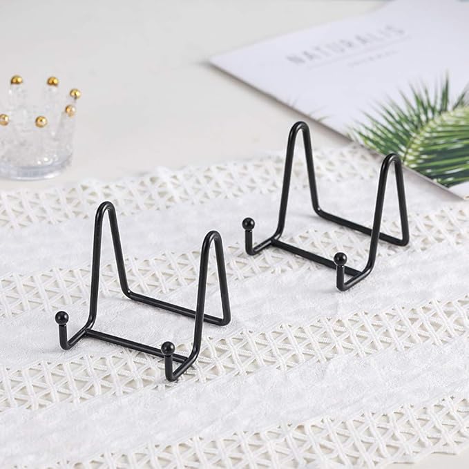 Artliving Plate Stands for Display - Iron Easel Stand Plate Holder Display Stand Picture Frame Stand for Pictures | Photo|Decorative Plate |Dish | Tabletop Art - 3 inch-Black