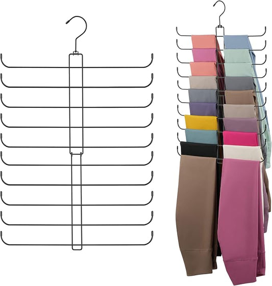 ZEDODIER Legging Organizer for Closet, 2 Pack Rotatable Yoga Pants Hanger for Women's XS-XL and Girls' Leggings, Holds Up to 40 Pairs, Space-Saving Closet Organizers and Storage, Black