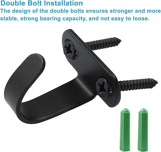 Piutouyar 12 Pack Black Screw Mounted Ceiling Hooks, Heavy Duty Under-Shelf Coat Hook, Stainless Steel Towel/Robe Clothes Hook Hanger for Cabinet, Kitchen, Cupboard, Bathroom
