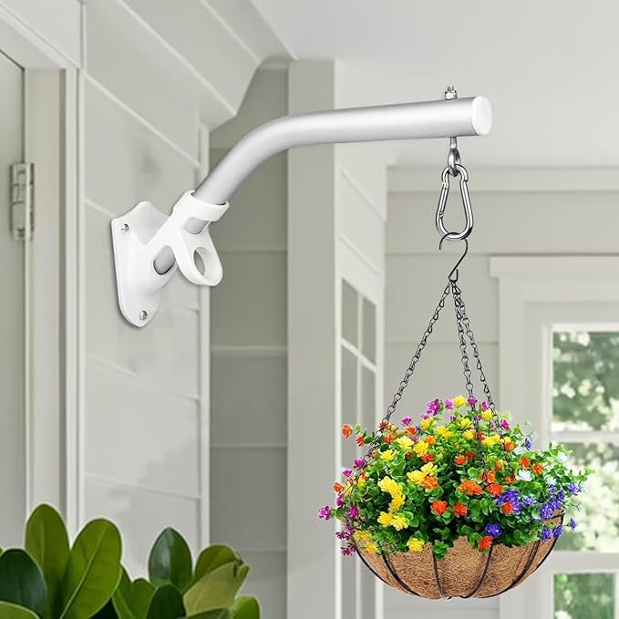 2 Pack Flag Pole Holder Brackets Accessories,Heavy Duty Aluminum Hanging Plant Hook 1 inch Diameter Plant Hooks for Hanging Baskets,Plant Hangers Outdoor(Not Included FlagPole Holder)