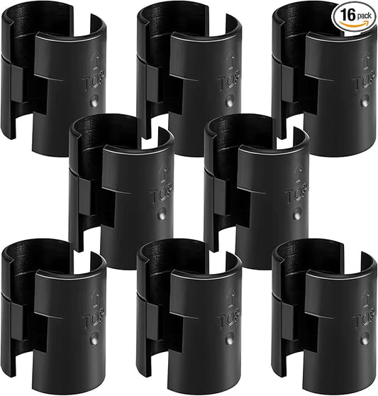 16 Pcs Wire Shelving Shelf Lock Clips for 1" Post, 8 Pairs of Shelving Sleeves Replacements for Wire Shelving System, Plastic Shelf Locking Clips Compatible with Thunder Group Metro and More