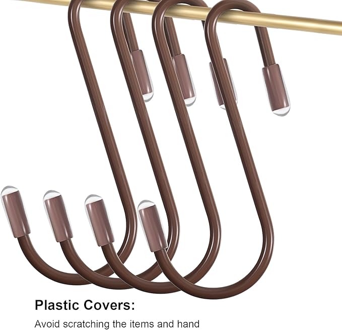 Hotop 36 Pcs Bronze S Hooks for Hanging 2.4 Inch Heavy Duty S Shaped Hook Rack Metal Non Slip Hanger for Christmas Tree Stocking Kitchen Pot Utensils Closet Wire Bathroom Bedroom Pan Bag Towel Plant