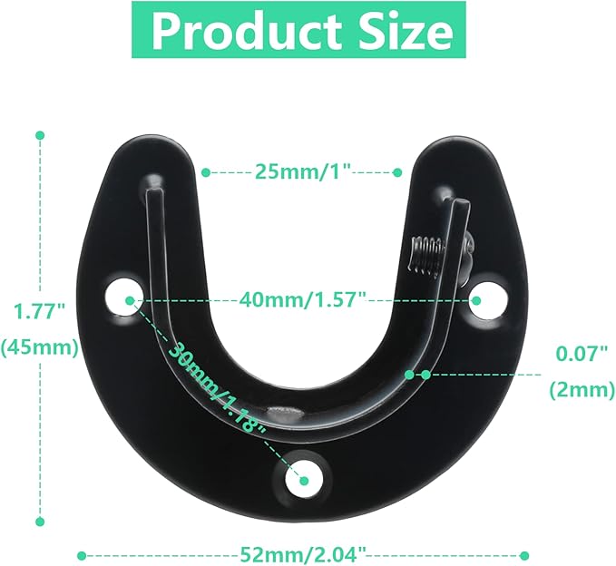 4PCS Heavy Duty Stainless Steel Closet Rod Bracket - 1 Inch Diameter U Shaped Socket Flange Holder End Supports, Black