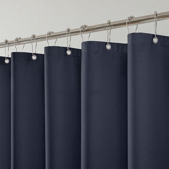 1 Pack Water-Repellent Fabric Shower Curtain Liner - Hotel Quality Machine Washable, 3 Heavy-Duty Magnets with Rustproof Grommets & Weighted Hem, Standard Size 72x72in Blue