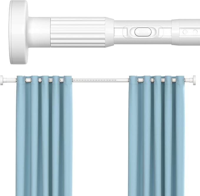 White Tension Curtain Rods 41-146 In Extra Long Outdoor Patio Curtain Rods No Drilling Adjustable Heavy Duty Tension Rods for Windows Bathroom Living Room Curtains, Rod Diameter 1.26In