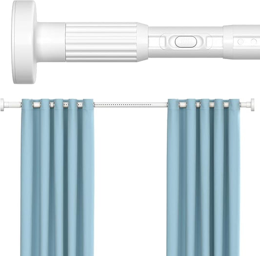 White Tension Curtain Rods 41-146 In Extra Long Outdoor Patio Curtain Rods No Drilling Adjustable Heavy Duty Tension Rods for Windows Bathroom Living Room Curtains, Rod Diameter 1.26In
