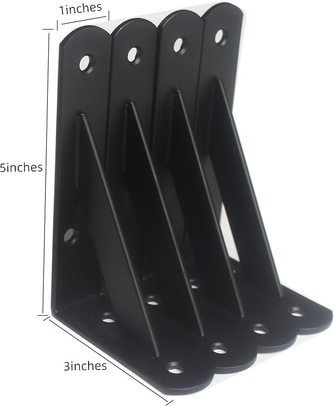 16 Pack L5 x H 3" Black Heavy Duty Shelf Brackets with Screws Metal Shelf Brackets Shelf Support Angle Brackets for Shelves L Brackets Heavy Duty Floating Shelf
