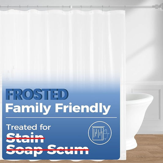 downluxe Shower Curtain Liner, PEVA Plastic Shower Liner with 3 Magnets, 72" x 72" Waterproof Bathroom Curtain, Frosted, 2 Pack