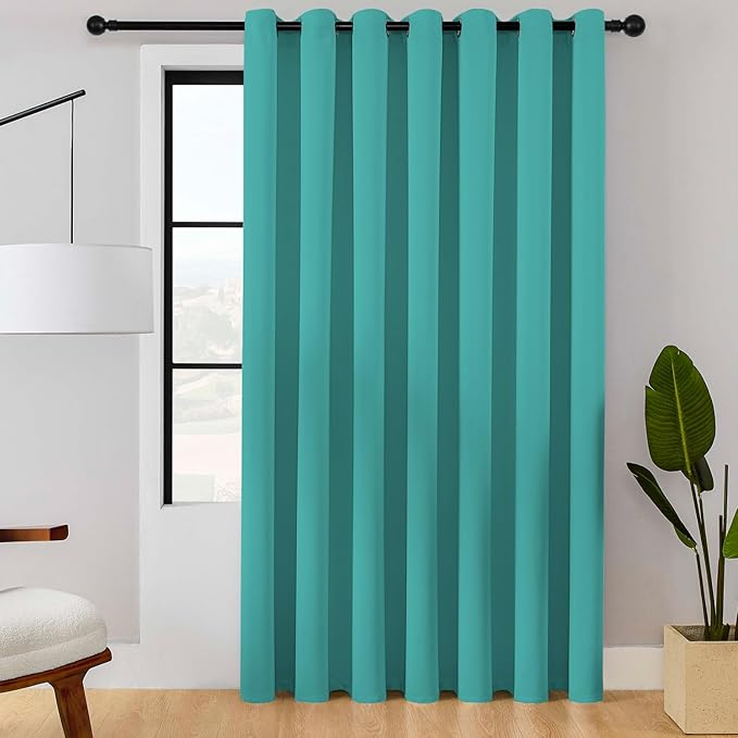 ChrisDowa Room Divider Curtain 120 Inches Long, Wide Blackout Sliding Door Curtain for Bedroom, Room Darkening Privacy Window Curtain for Patio Door (1 Panel Set, Teal, 100 x 120 Inch)