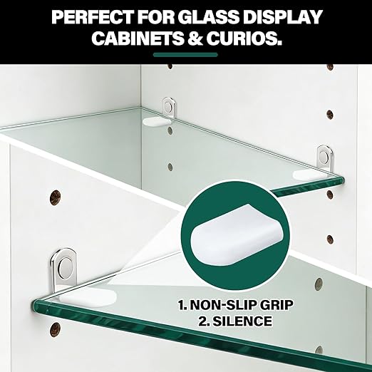 24 Pack Shelf Pegs 1/4 Inch (6.35mm) with Storage Box, L-Shaped Pins with Anti-Slip Caps, Heavy Duty Replacement for Kitchen Pantry, Bookshelf, Glass Shelves & US-Standard Cabinets