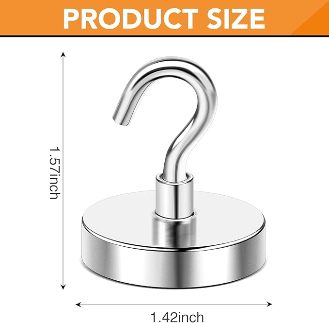 DIYMAG Magnetic Hooks, 170lbs+ Magnet Garage Hook 2026 Cruise Cabin Ship Essentials Heavy Duty Strong Magnets Refrigerator Fridge Hanging for Classroom Beach Vacation Kitchen Grills Silver 16 Pack