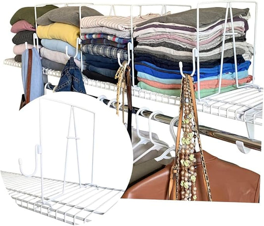 Evelots Wire Shelf Dividers - Extra Closet Organization and Storage for Home or Office -10 Pack- New Removable Hooks - Tall Shelf Separators - Easy to Clip -No Tool- Sturdy Coated Steel - 12 Inch Tall