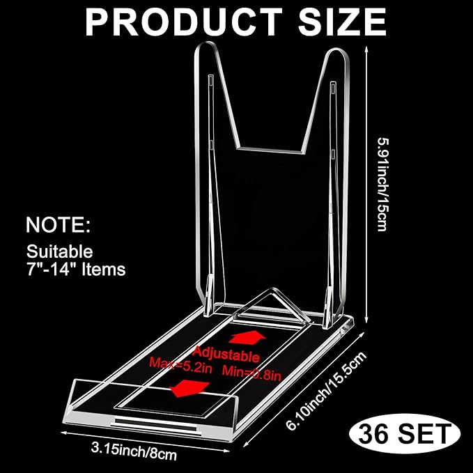 6 Pack Acrylic Book Stand for Display Adjustable Clear Display Holder Easel Collector Stand for Home Office Back to School Comic Album CD Magazine Postcard Artworks (5.91 x 6.1 x 3.15 Inch)