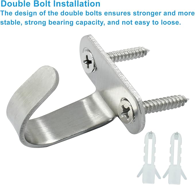 Piutouyar 6 Pack Silver Screw Mounted Ceiling Hooks, Heavy Duty Under-Shelf Coat Hook, Stainless Steel Towel/Robe Clothes Hook Hanger for Cabinet, Kitchen, Cupboard, Bathroom