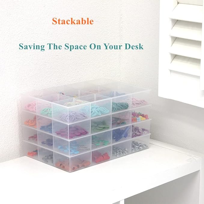 BangQiao 2 Pack Fixed 12 Grids Clear Plastic Organizer Sorting Tray and Transparent Storage Divider Box Container Case for Hardware, Craft, Sewing Kit, Office Supplies, Small Parts