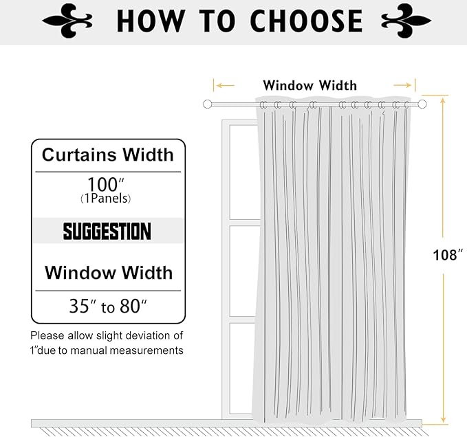 ChrisDowa Room Divider Curtain 108 Inches Long, Wide Blackout Sliding Door Curtain for Bedroom, Room Darkening Privacy Window Curtain for Patio Door (1 Panel Set, Royal Blue, 100 x 108 Inch)