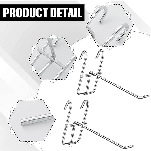 Moxweyeni 6 Inch Grid Wall Hooks 25 Pcs Gridwall Panel Hooks Store Garage Wall Mount Organizers Storage Grid Display Hangers for Retail, Craft Show, Home Setup, Customized Display (Silver)