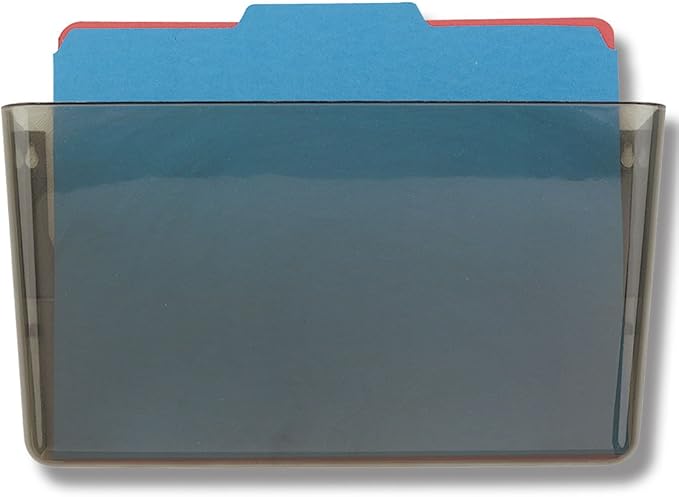Officemate Wall File, Letter Size, Stackable Wall-Mounted Document Organizer, Plastic Pocket for Files, Mail & Folders, Gray (21431) (Pack of 4)