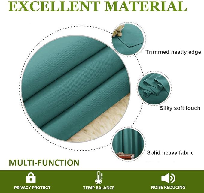 NICETOWN Blackout Room Darkening Window Curtain - Thermal Insulated Solid Grommet Blackout Curtain/Drape for Living Room (Sea Teal, 1 Panel, 42 by 84-inch)
