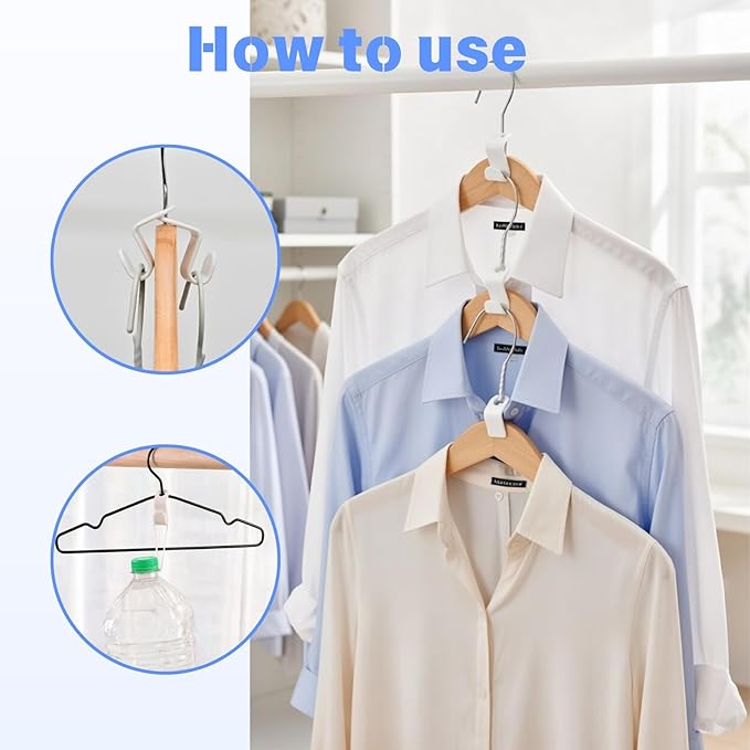 100 Pcs Hanger Hooks Space Saver, Heavy Duty Hanger Connector Hooks, Cascading Hanger Extender for Closet Storage Organization, White Hanger Extender Hooks for Clothes Coats Pants