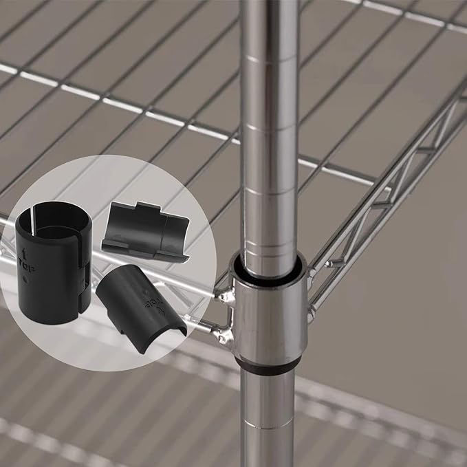 Snnalosses 54 Pack Wire Shelving Shelf Lock Clips, Black, ABS Plastic & Metal, 1" Post Shelvings, Replacement Clips for Metro, Thunder Group, Alera & More