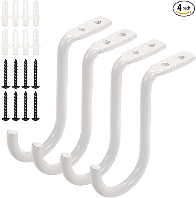 OwnMy 4PCS Closet Rod Center Support 1 Inch to 1.5 Inch Heavy Duty Closet Shelf Rod Brackets, Wall Mount Closet Rod Holders Clothes Storage Hangers