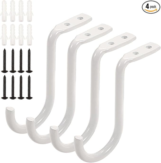 OwnMy 4PCS Closet Rod Center Support 1 Inch to 1.5 Inch Heavy Duty Closet Shelf Rod Brackets, Wall Mount Closet Rod Holders Clothes Storage Hangers