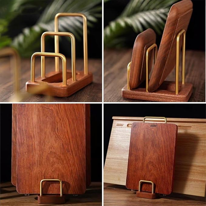 Chopping Board Rack with Wood Base Multi Layer Lid Holder Baking Pan Storage Organiser Cabinet Accessory for Home Kitchen