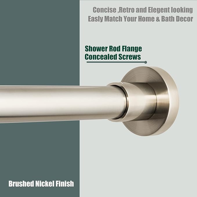 Artiwell Heavy Duty Shower Rod, Adjustable Shower Curtain Rod, Expandable 47-84 Inch, Permanent Mount Shower Rod, Never Rust Stainless Steel For Window Curtain and Closet, Brushed Nickel