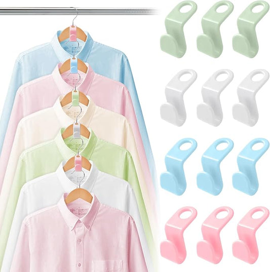 100 PCS Space Saving Hanger - Clothes Hanger Connector Hooks, Stacking Space Saver, Plastic Closet Organizers and Storage Extender for Heavy Duty Hangers Connection (100, Multicolor)