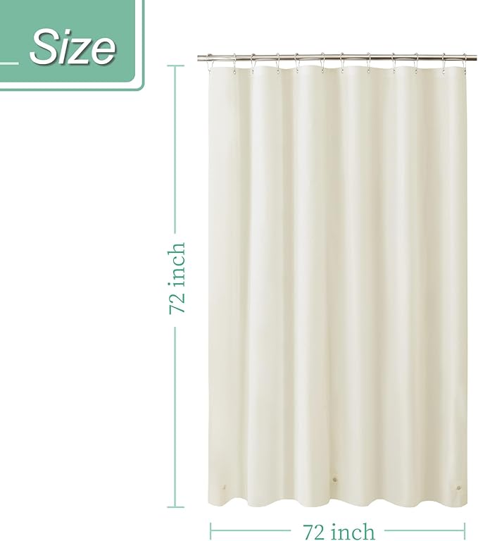Mrs Awesome Beige Shower Curtain Liner with 3 Magnets, 72x72 Premium Flexible Sturdy Plastic Shower Curtain for Bathroom Lightweight & Waterproof, Beige