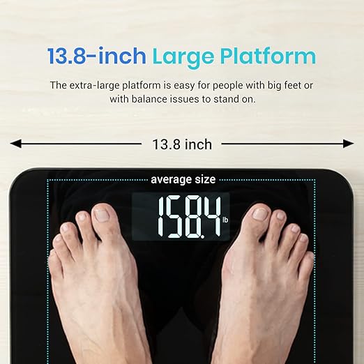 Etekcity Scale for Body Weight, Bathroom Digital Weighing Machine, Extra Wide Platform, High Capacity, Accurate and Safe, Large Backlit LCD Display, 440 lb, Tempered Glass (Pack of 5)