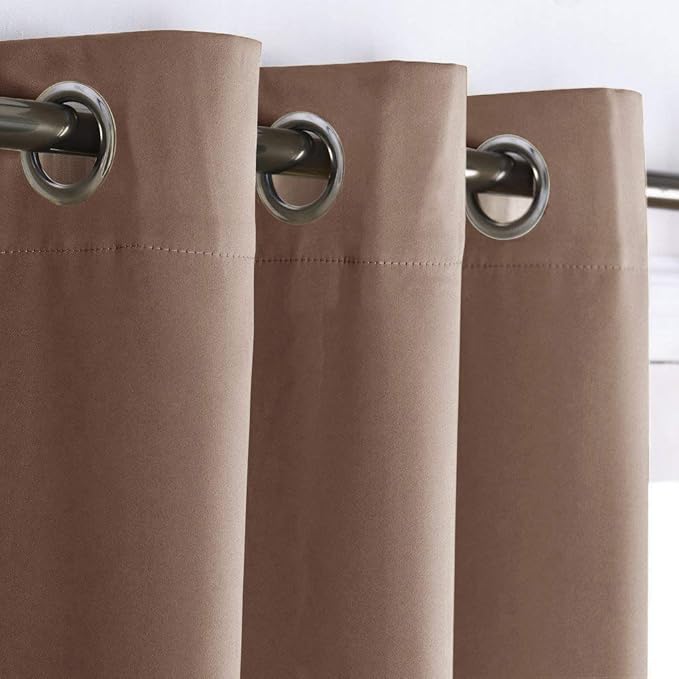NICETOWN Small Window Blackout Curtain Panel Window Treatment Thermal Insulated Solid Grommet Blackout Drape for Cafe Store (1 Panel, 42 by 63 inch, Cappuccino)